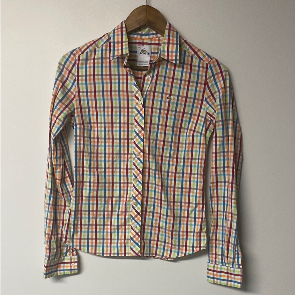 LACOSTE Colorful checkered Button Down Shirt Classic Style